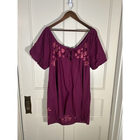 Free People Floral Embroidered Off Shoulder Fiona Shift Dress Womens Size Large - Picture 2 of 7